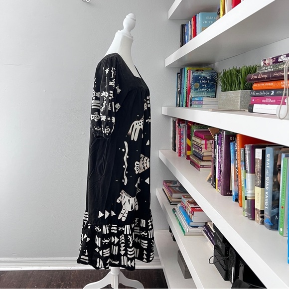 VINTAGE Ramona Rull Womens Black White & Gold Animal Dress size AV - Picture 3 of 14